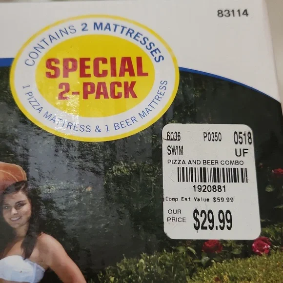 2 pack of pool rafts...1 pizza raft and one beer raft. Still in box, never open - Picture 6 of 6